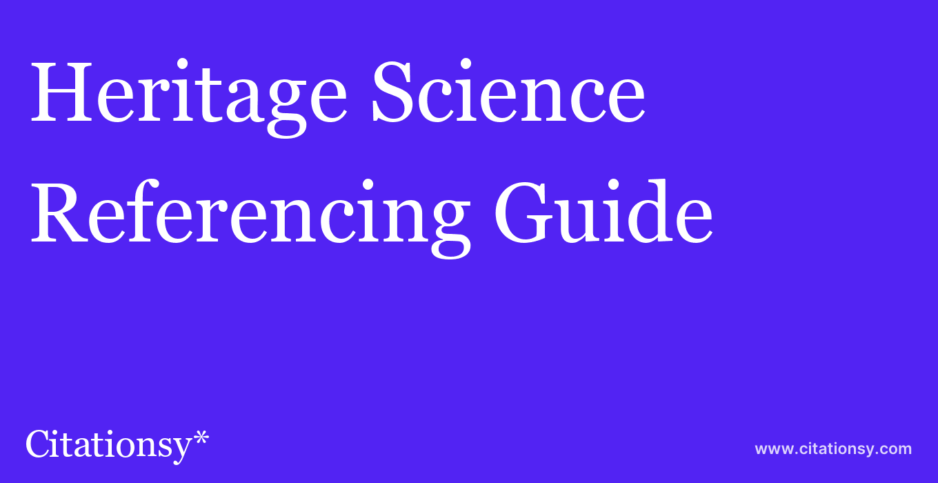 cite Heritage Science  — Referencing Guide